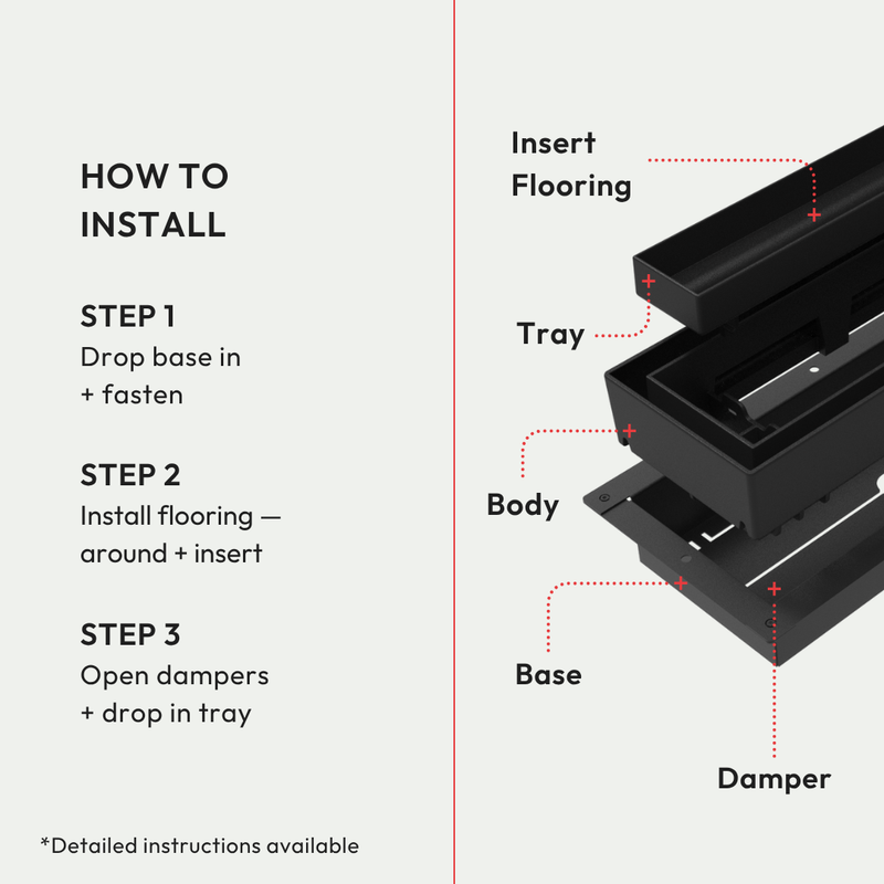 Fittes flush vent tray holding a cut piece of flooring