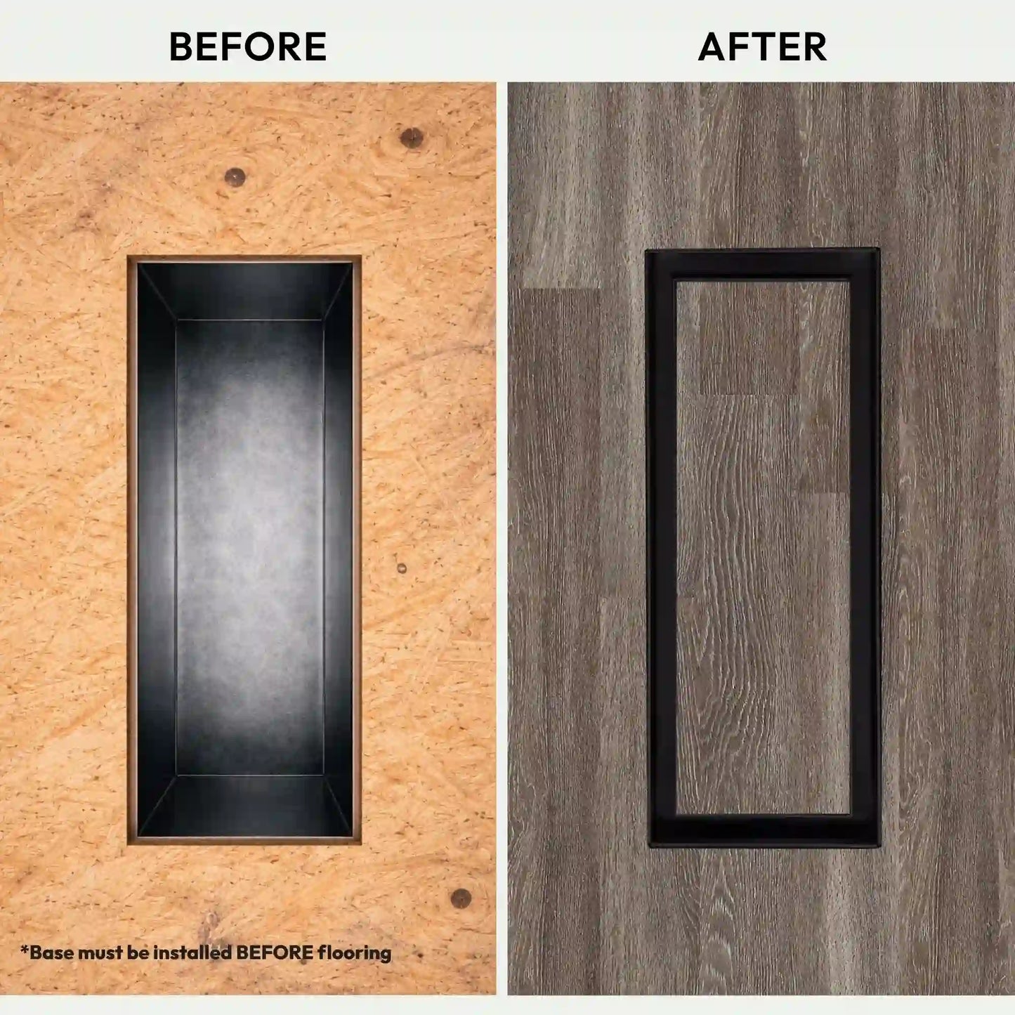 Before and after of the flush floor vent [Luxe]