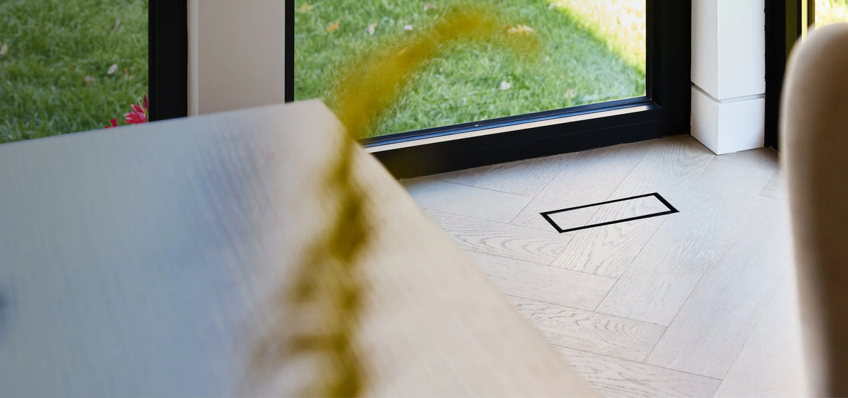Plywood subfloor panels installed over floor framing